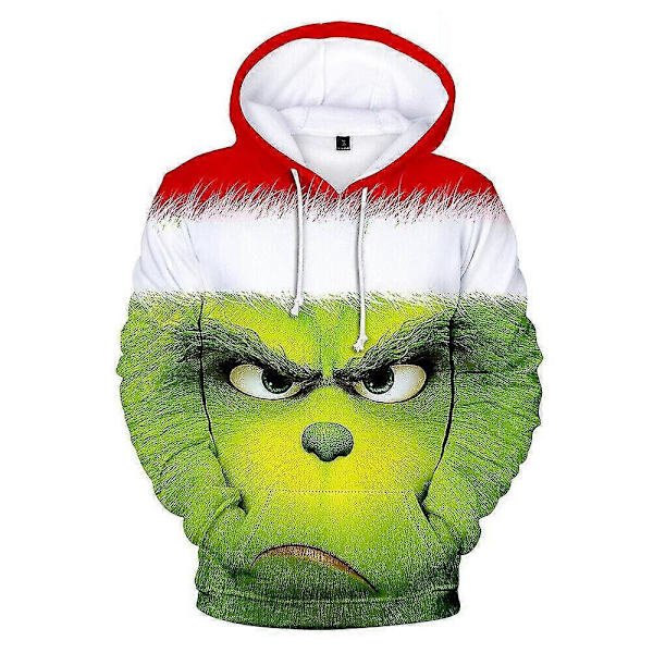 3D Grinch Hoodie for Menn og Kvinner - Avslappet hettegenser med hette - Venners julegave - Xhy Tw Pattern A 4XL