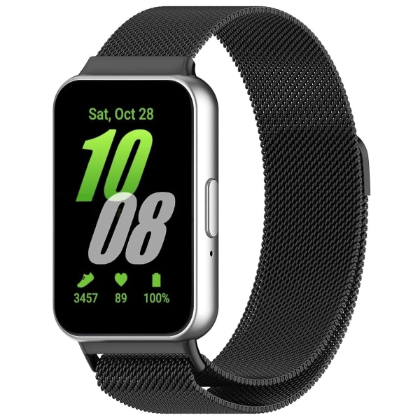 Til Samsung Galaxy Fit 3 Milanese Metal urrem Black