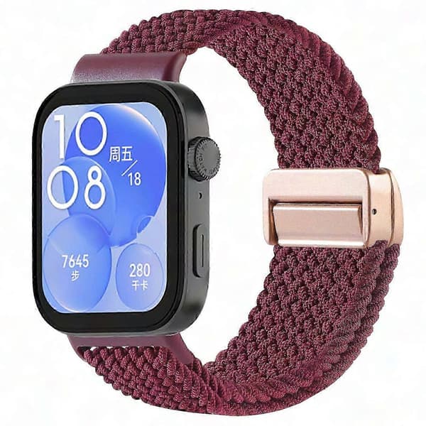Magnetisk spænde nylonflettet rem til Watch Fit 4/3 Pro udskiftning Multicolor Wine Red