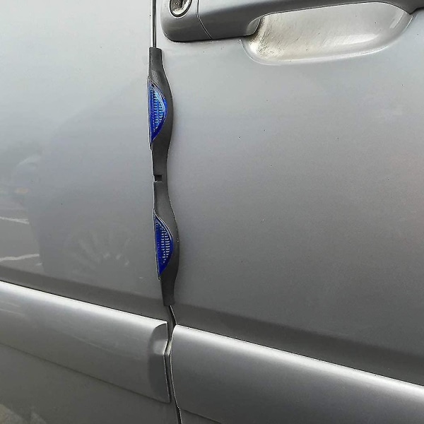 4 X bildörrskydd: reflekterande bildörrskydd, bilbackspegeldörrkantskydd - blå + svart