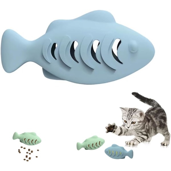 Cat Toys for Indoor Cats Interactive Cat Toy Food Dispenser Feeder Treat Dispensing Can be Stuffed with Cat Treats, Catnip (green) blue