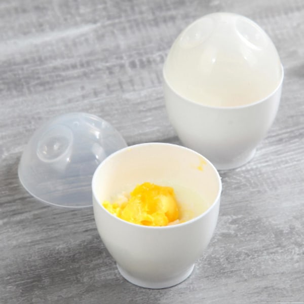 2 x 2 stk Eggkoker Gjenbrukbar Enkel å Rengjøre Eggformet Mikrobølgeovn Varmebestandig Eggkokerkopp for