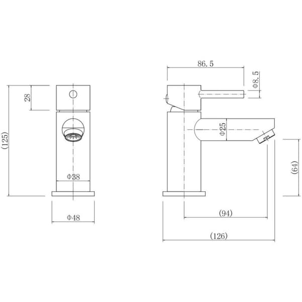 Moderne baderom Mini Mono Servantbatteri Krom Avløp Copper 1/2" (15x21)