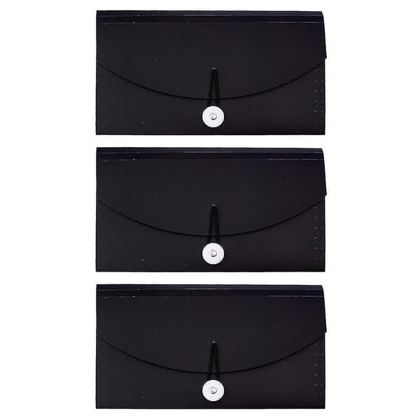 3-pack expandermappar, filorganisatörer A4-storlek och elastiska spännen Black
