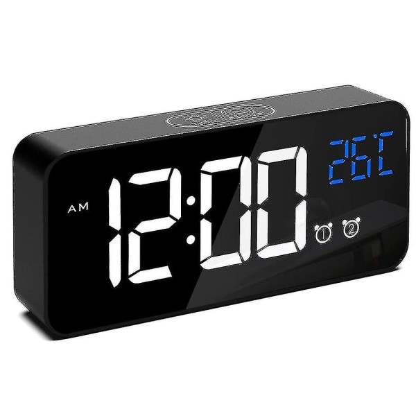Stort digitalt vækkeur til svagtseende - Stort elektrisk ur til soveværelset, Jumbo-taldisplay, Fuldt dæmpbar lysstyrkedæmper, Usb-porte, Black