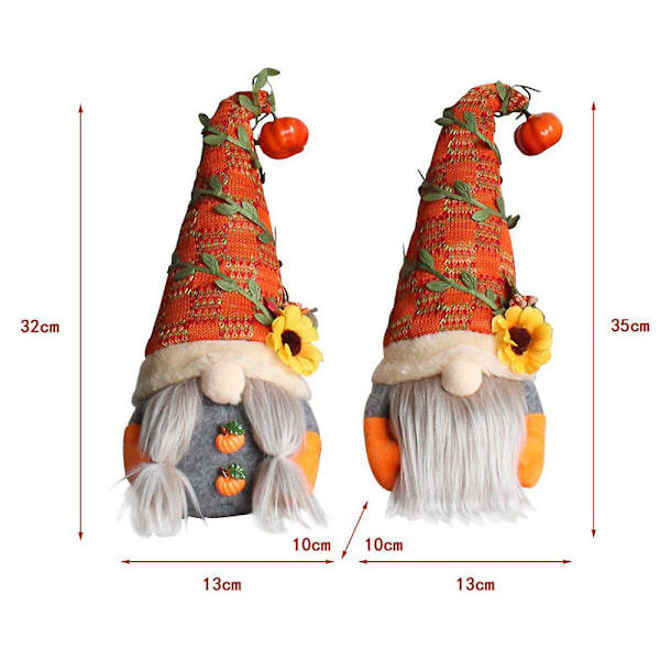 Gresskar Nisse Gnome Dverg Plysj Dukke Ornament Halloween Fest Hjemmedekor A