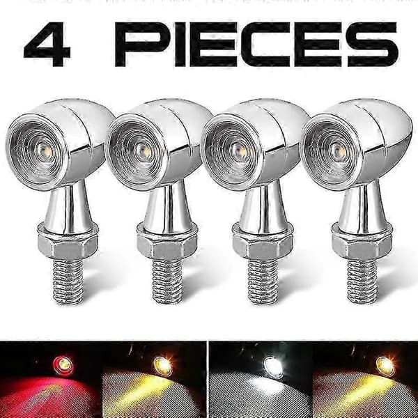 Krom Motorcykel Led Blinklys Drl Lys Kugle Blinker Indikator Blinker Led Bremselygte 12v Til Honda Suzuki Kawasaki 2Pcs Red 2Pcs White