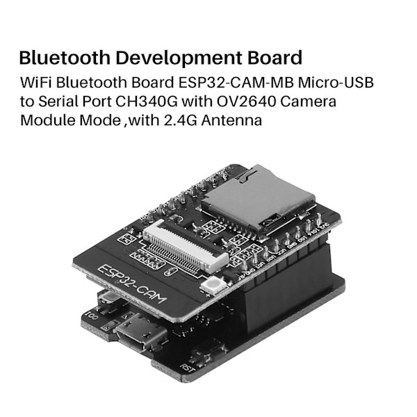 Wifi Bluetooth kort Esp32-cam-mb Micro-usb till seriell port Ch340g med Ov2640 kameramodulläge ,w Black