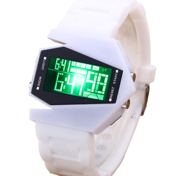 Digitalt Airplane Watch Multifunktionelt Unisex Farverigt Led Airplane Watch til kvinder og mænd White