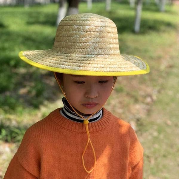 Småbørns rejse strandhat hvede stråhat åndbar børne Panama hat til udendørs rejse bondehat kamel Diameter 35CM camel Diameter 35CM
