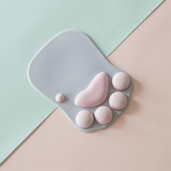 Søt kontormusematte med håndleddsstøtte kattepotedesign, med håndleddsstøtte (grå)