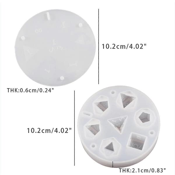 Store DND-terningharpiksformer for DIY-terningproduksjon 7-hulls polyhedral silikonform med