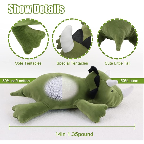 35/45/60/80 cm painotettu dinosaurus pehmolelu täytetty eläin dinosaurus tyyny pehmolelu pojille tytöille Green 35CM