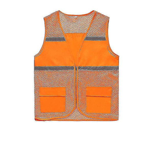 Damevest, Høy Sikkerhetsvest Refleks Arbeidsvest Jakke Orange 3XL