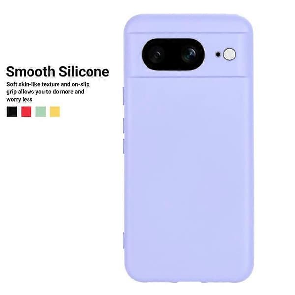 Kompatibel med Google Pixel 8 Anti-Fingeravtryck Mobilskal Flytande Silikon+Mjukt Foder Telefonfodral Baksida Purple