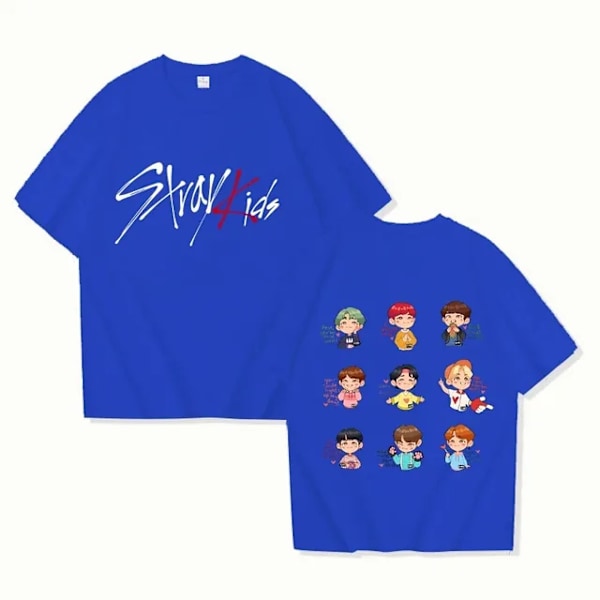 K-POP Stray Kids T-shirt för män och kvinnor, tryckt i högkvalitativ bomull, kortärmad t-shirt, oversized t-shirt, toppar, kläder 4 4 L
