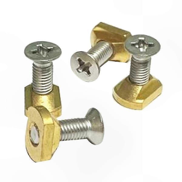 4-pack M8 T-muttrar i mässing för hydrofoil-surfingutrustning, guldfärgad monteringshårdvara Gold