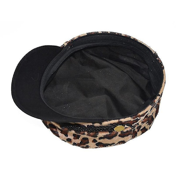 Retro Wool Leopardmönstrad Casual Hatt Platt Topp Dam Vintermössor Kvinnor Basebollkeps Modeaccessoarer Militärkepsar