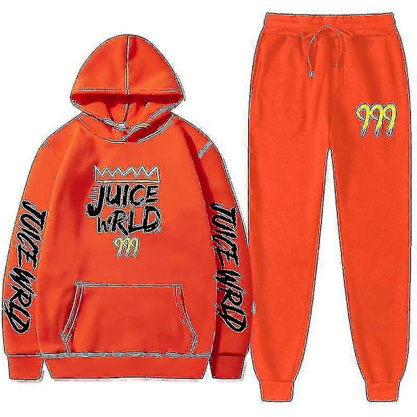 Ny Juice World Hoodie Suit Sweatshirt + Joggingbyxor Juice Wrld Trap Rap Rainbow Tomography Juice Wrld Orange 1 XL