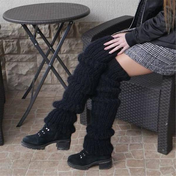 Naisten sukat Jalkojen lämpimät Neulotut pitkät kengät Sukat Slouch-sukat Black