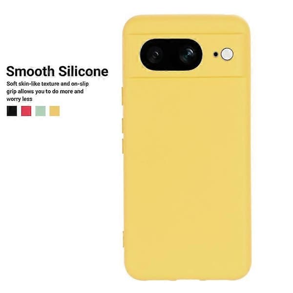 Kompatibel med Google Pixel 8 Anti-Fingeravtryck Mobilskal Flytande Silikon Mjukt Foder Baksida Yellow