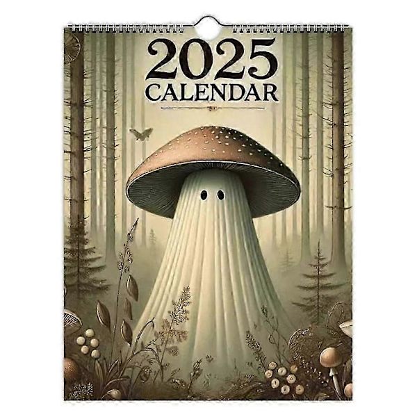 Sienisumu 2025 -kalenteri, 8,5 * 11 tuumaa, vintage-tyylinen mökki-henkinen haamu-kalenteri