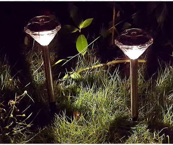 Solcelledrevne diamantstavlamper i rustfrit stål LED havelanterner 4 stk. hvid