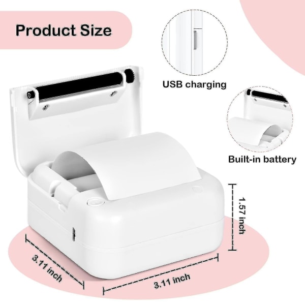 Mini Pocket Sticker Printer, Bluetooth Wireless Portable Mobile Printer Machine Thermal skrivare för anteckningar, memo, foto, Pocket Label kvittoskrivare C option 3