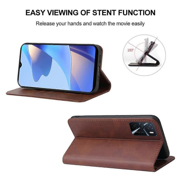 Magnetisk læder telefoncover til OPPO A16s Brown