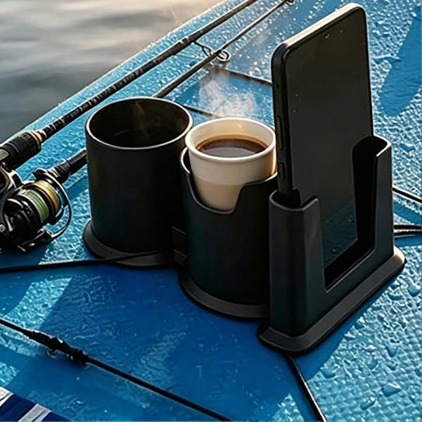 2-i-1 Paddleboard Kop- og Telefonholder - Rebmontering & Vandtæt - til Kajakker & SUP'er Black