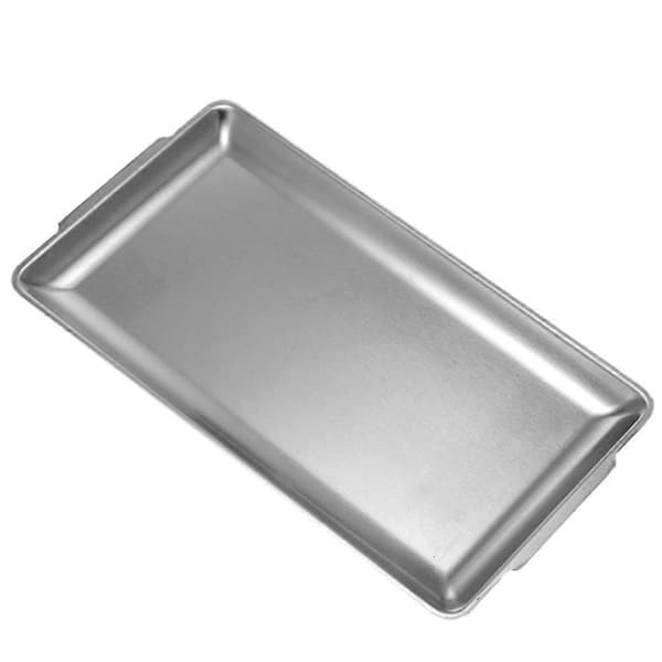 Aflang grillbakke i rustfrit stål til bagning, servering af sushi, opbevaring af snacks og nem rengøring 22X14CM Silver
