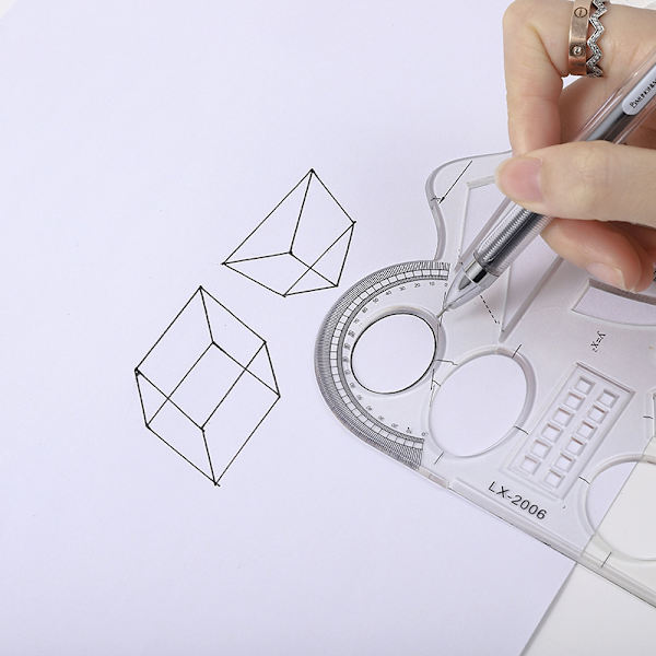 Multifunktionell geometrisk linjal, ritverktyg för kontor, mätmall, kontorsmålning, ritmall