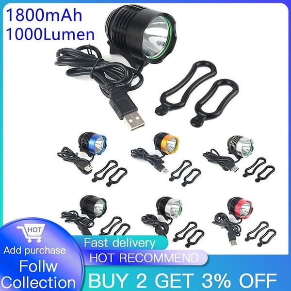 Oppladbar Sykkellykt Frontlykt Vanntett LED Star Blcak Light