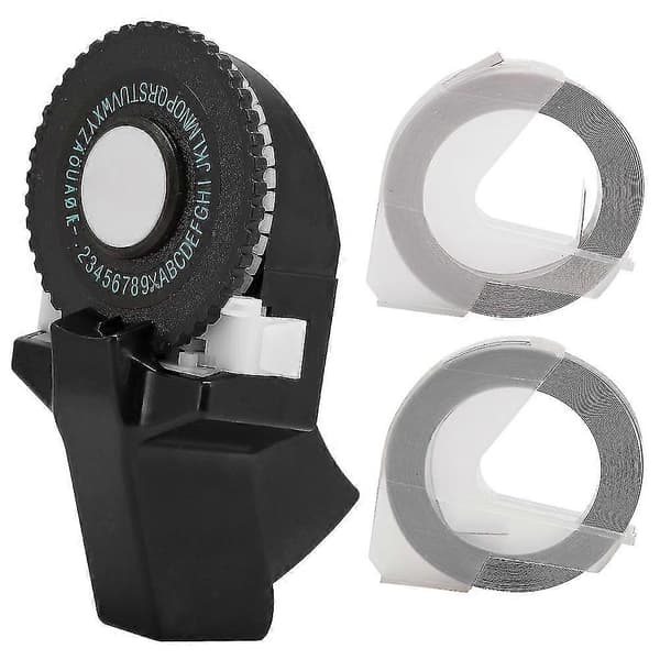 3D Prægetape Maker - Mini Manuel Dekorativ Farvet ABS Tape til Håndbog (9mm, Sort)