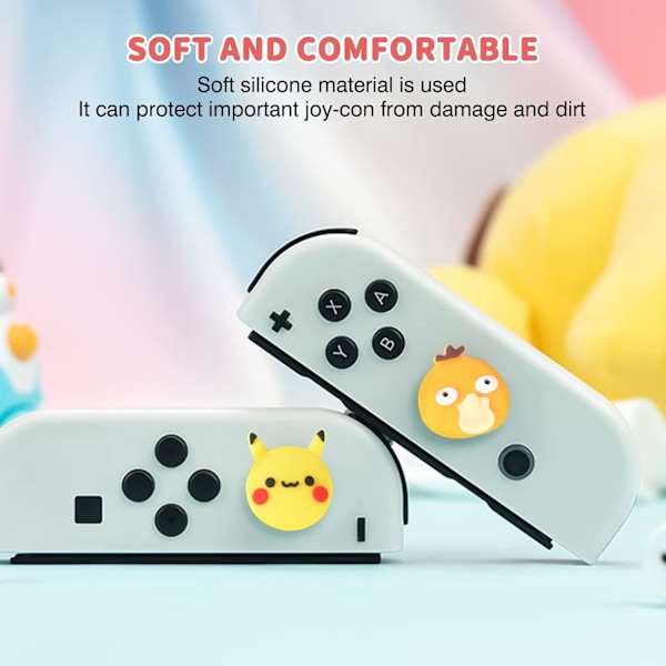 4 stk. tommelfingergrebshætter til almindelig Switch/Switch Lite/Switch OLED Joy Con joystick blødt silikone sødt beskyttende analog 3D tegneserieknapkapsel