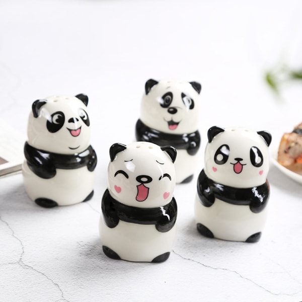 Tyuhe Keramisk Rød Panda Krydderkrukke Salt Pepper Oppbevaringsbeholder Kjøkken Saltbøser Pepper Oppbevaringsflaske Saltbeholder A