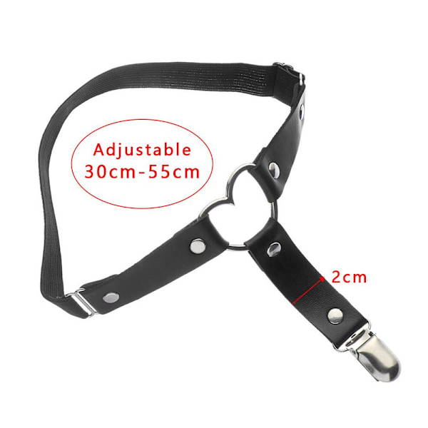 2 st Kvinnors Strumpband Elastiskt Hjärta PU-Läder Benstrumpband red