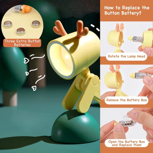 Mini tegneserie natlampe, justerbar øjenbeskyttelse natlampe, kreativ og sød led natlampe til hjemmet, kontoret og sovesal