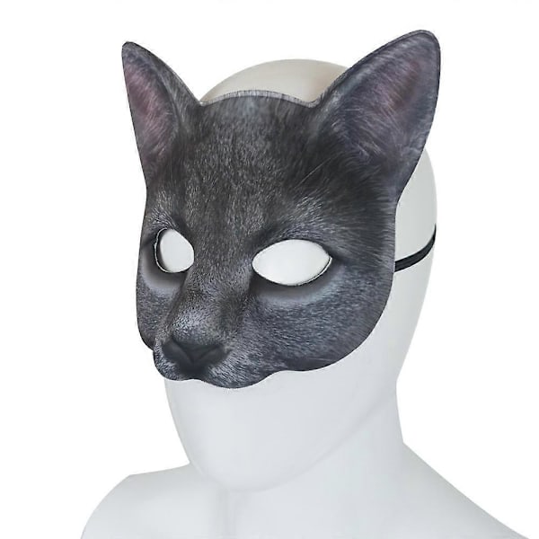 Kissan naamio Halloween puoli kasvot realistisen kissan naamio juhlat pelaaminen puvut rekvisiitta eläin juhlat naamio unisex cosplay juhlat rekvisiitta Blue Cat