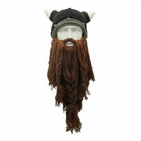 Wikinger Beanie Bart Ski Cap Mit Hrnern Winter Warme Garn Hut Halloween Cosplay