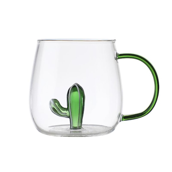 Transparent tredimensionell smådjursformad vattenkopp Färgad glaskopp Cactus