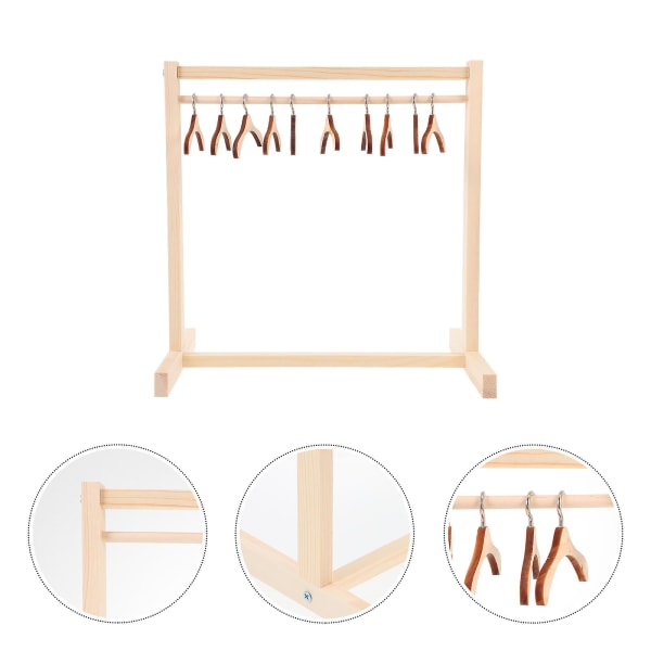 Børnebøjler Stativ til kæledyrstøj Dekoration Træstativ til kæledyrstøj Dukkebeklædningsstativ Dukkebeklædningsbøjle a 30.5X18cm
