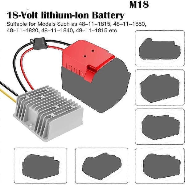 18v til 12v Step Down Converter, til Milwaukee M18 batteriadapter, DC 12V 20A 240W Buck Converter, Multifunktionelt Design Edition 0316