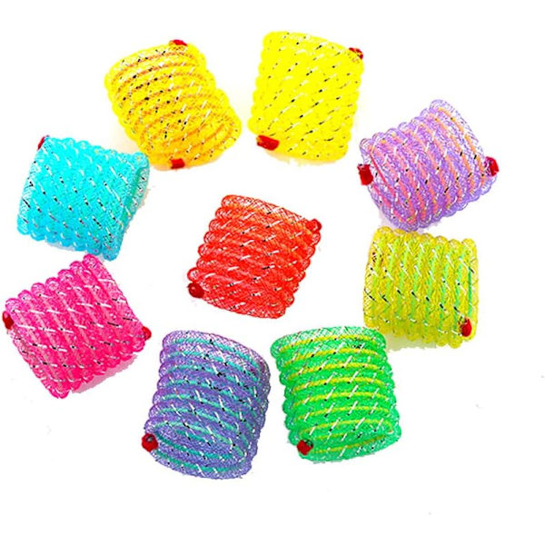 Kattespringfjærleker, fargerike spiralfjær-action katteleke, strekkbar kjæledyrleke for katt kattunge (4 stk, tilfeldig farge) 6 Pcs