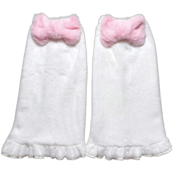 Kvinder Kawaii Pink sløjfe benvarmer sokker Lolita Harajuku Fuzzy Fluffy Plys