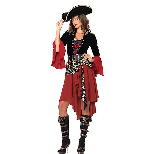 Nainen Karibian merirosvojen kapteenin asu Halloween roolipeli Cosplay-asu goottilainen naamiaisasu XL