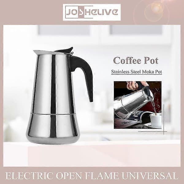 Italiensk Moka Komfur Perkulator, Rustfri Gryde, Kaffemaskine til Latte & Espresso 100ml2 cups