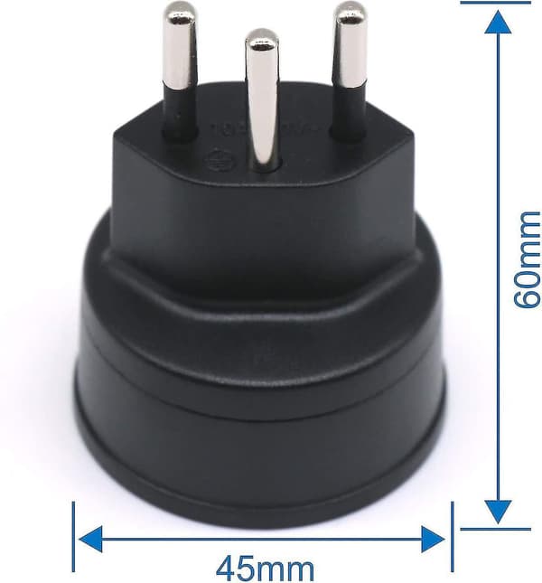 Schweiz/Liechtenstein 2-ben adapter - EU til DE/FR/IT/ES 3-ben stik (3 stk., sort)