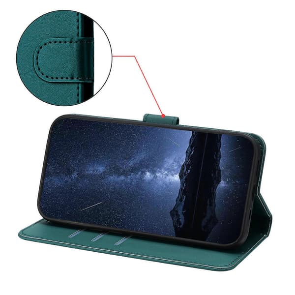 Kompatibel med iPhone 16 Plus Läderfodral Plånboksställ Enfärgad Anti-fall Telefonfodral Green