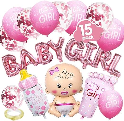 Flicka - Rosa könsvisande babyshowerdekoration med flicka
